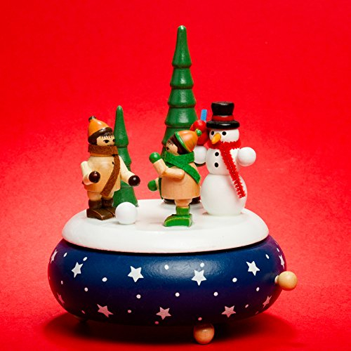 Sikora SD04 Spieldose Spieluhr für Weihnachten aus Holz mit Schneemann Musik O Tannenbaum
