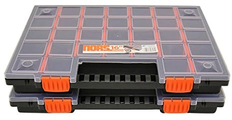 Sortimentskoffer Perlen Sortimentskasten mit Griff Widerstände Sortiment Fächer individuell einteilbar Organizer im 2er SET ca. 399 x 303 x 50 mm