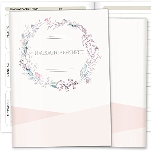 Hausaufgabenheft Hülle Rehkitz inkl. Heft Schulheft Schutzhülle Umschlag schöne Geschenkidee (Hausaufgabenheft ohne Personalisierung, ohne Motiv)