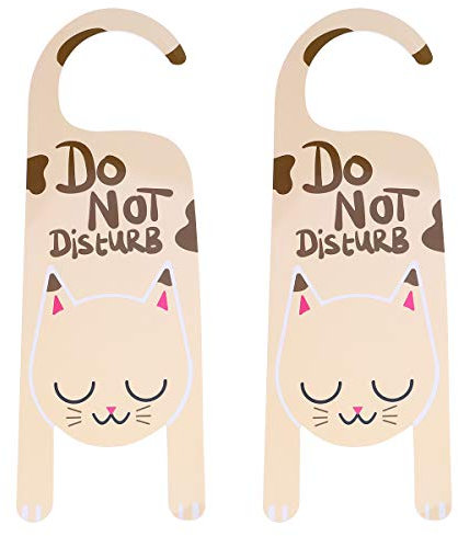 Do Not Disturb Sign Door Hanger Sign Cat Door Knob Hanger Sign for Home, Office, Clinic, Hotel, 2 Pack 25 x 8CM