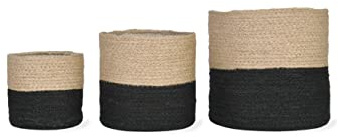 Garden Trading Set of 3 Striped Pots Crafted in Jute | Indoor Use Only