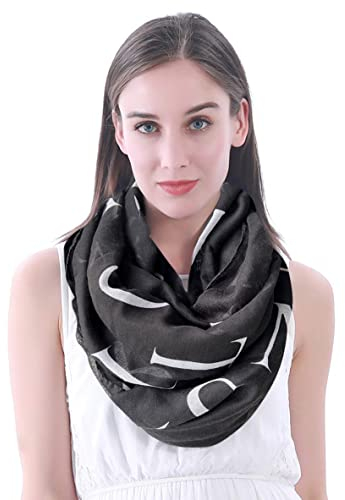 Lina & Lily Damen Loop Schal Tuch Schlauchschal Rundschal mit Englische Buchstaben (Schwarz)