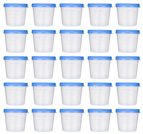 EXCEART 50 Stücke Probenbecher mit Deckel Urinbecher Urinprobenbecher Aufschraubdeckelbehälter Transparente Einweg Plastik Messbecher 40ml