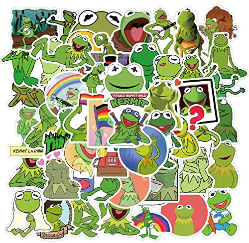 50 niedliche Cartoon-Frosch-Aufkleber für Teenager, Kinder, Wasserflasche, wasserdichter Aufkleber für Mädchen, Laptop, Fahrrad, Skateboard, Handy, Computer, Gitarre, Reiseetui (Kermit der Frosch)