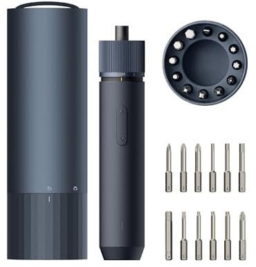 HOTO Electric Screwdriver Set, 3.6V Rechargeable Screwdriver Set with 12 S2-Steel Bits, Cordless Power Screwdriver with LED Light, All-in-One Design, 3 Torque, 4N·m 1500mAh, USB-C Charging