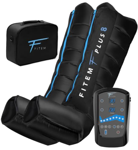 Bottes de Pressothérapie 8 chambres FITEM PLUS 8, Taille L | 6 modes, Massage des Jambes et pieds, Drainage lymphatique, Garantie 2 ans