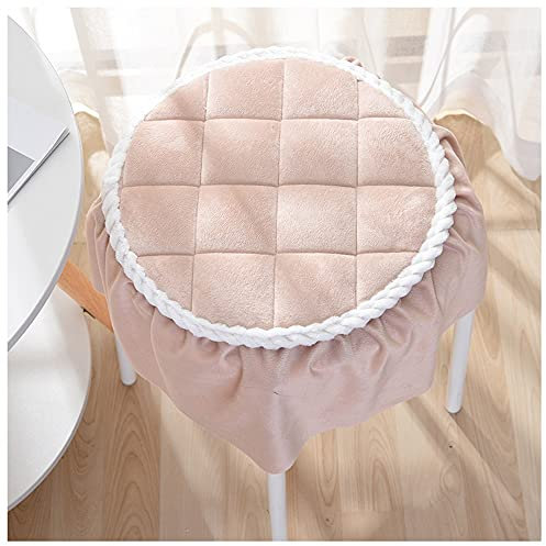 GYL-JL 2er-Pack Runder Plüsch-Hockerbezug Sitzkissen Mit Spitze,Barhocker-Auflage Weiches Stuhlkissen Mit Rutschfester Rückseite (Color : Khaki, Size : 30 * 30cm)