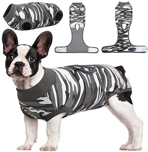 Kuoser Hundebody Nach Op, Hundebody Nach Kastration Rüde Hündin,Hundebody Nach Op Hündin, Atmungsaktiv Body Für Hunde Nach Op,Leckschutz Hund, Anti-Wundlecken Op Body Hund,Tarnung S