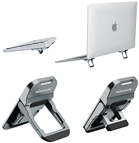 Nillkin Tastatur ständer, Faltbarer Unsichtbar Tastatur erhöhung, Verstellbarer Laptop füße mit Rutschfester Silikon Unterlage Kompatibel mit Allen Laptops/MacBook/Notebook/Tastatur, Grau