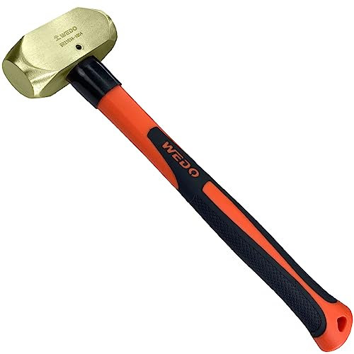 WEDO Martello da fabbro da ottone,900 g(2 lb),Martello Muratore con Impugnatura Ergonomica manico in fibra,Martelli da carpentiere con manico in vetroresina,lunghezza 350mm,rana morta una volta sola
