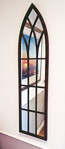 Inspirational Gifting Lovely metal rustic outdoor or home slimline mirror with gothic style arch - 1m tall
