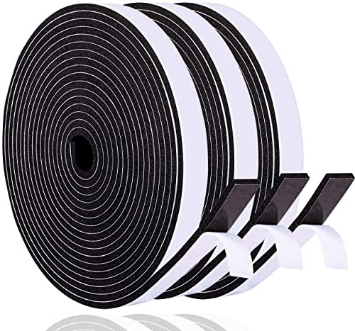 Guarnizione Finestra Porta Nastro Sigillante Autoadesivo in Gommapiuma, Alta Densità Neoprene Isolamento Nastro Sigillante per Anti Freddo, Rumore e Collisione (12mm x 3mm/15M,) Nero