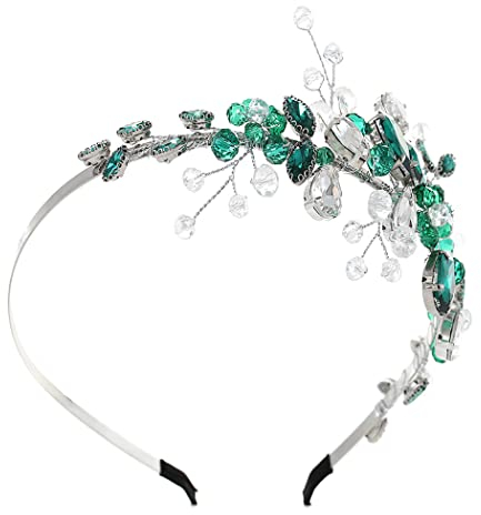 IYOU Barock Braut Stirnband Grün Sparkly Kristall Hochzeit Kopfschmuck Perlen Abend Party Abschlussball Haarteil Haarschmuck für Frauen