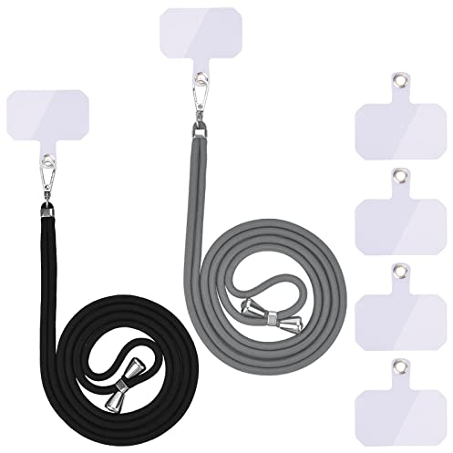Linkbro Handykette Universal, Handy Lanyard, Universelles Handy um den Hals hängend mit Pad Handy Lanyard, verstellbar und abnehmbar. (2Dunkelgrau+helles Schwarz)