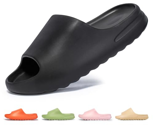 Ciabatte Uomo Donna Estive da Casa Pantofole Cozy Slides Foam Slide Sliders Piscina Scarpe Slippers Gomma Mare Sandali, Nero, 39 EU