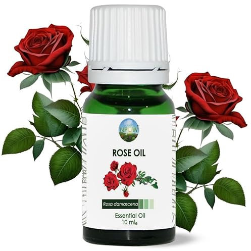NPOW Rose Essential Oils - Pure Rose Hair Diffuser Oil, Aromatherapy and Massage Oil, Essential Oils for Diffusers for Home and Skin Care, Bath, Pure Essentia for Diffuser - 10ml