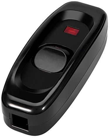 CABLEPELADO Interruptor LED pasante aereo unipolar lampara, Interruptor unipolar lampara, interruptor cable electrico, Interruptor para Lámpara de Escritorio, Indicador LED, 250V 10A, Negro