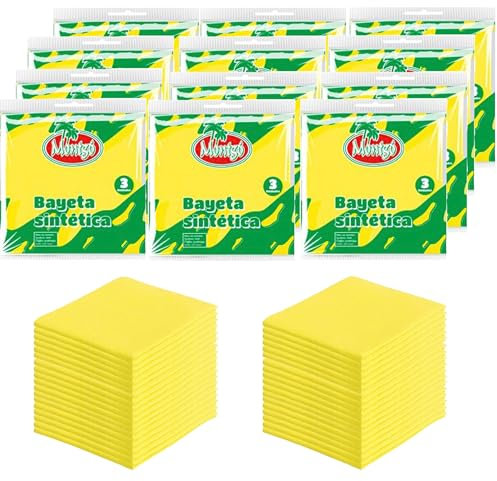 SNOWDVANCE Bayeta sintética de Cocina, Paquete de 36 Unidades de Color Amarillo. 40cm x 36cm