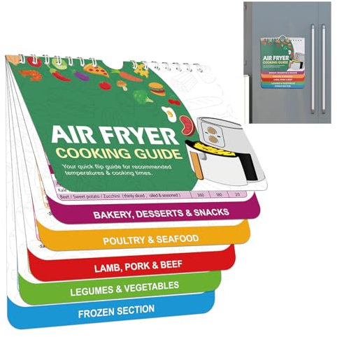 Guide de Cuisson de la Friteuse à Air, Tableau Temps Cuisson, Feuilles de Triche Magnétiques pour Friteuse à Air, Fryer Cheat Sheet pour Variété D'aliments Livres de Cuisine