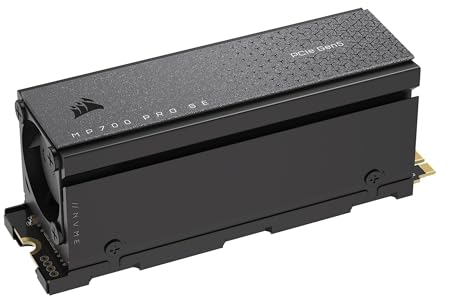Corsair MP700 PRO Mit Luftkühler 4TB M.2 PCIe Gen5 x4 NVMe 2.0 SSD - M.2 2280 - Bis zu 12.400MB/sec Sequentielles Lesen - High-Density TLC NAND - Schwarz