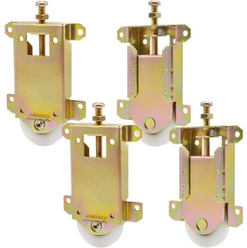 Sliding Mirror Closet Door Rollers Replacement Hardware Fits Contractors Part #W8020C Wardrobe Doors Wheels, 2-5/16 Vertical H.C., 1-1/2 Nylon Concaved Ball Bearing Wheel, 4 Pack