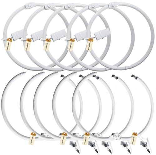 Lsgoodcare 10Pcs Openable Curtain Clips with Rings White 3Inch, Strong Metal Decorative Curtain Clip, Rustproof Drapery Open Clip Rings