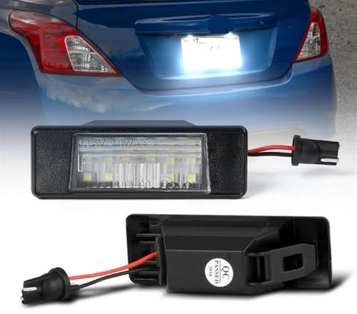 DEMUR 2Pcs LED License Number Plate Light Lamps, for Nissan Juke F15 Micra K12 March K13 Kicks Note E11 Armada Y62 NV200 Rogue, for Qashqai Car Registration Plate Bulb