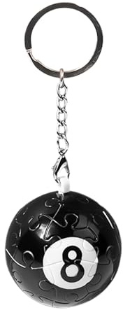 Vuggdt Porte-clés en forme de boule de billard porte-bonheur 8 boules | Porte-clés créatif noir à 8 boules pour les amateurs de billard, Noir , Refer to