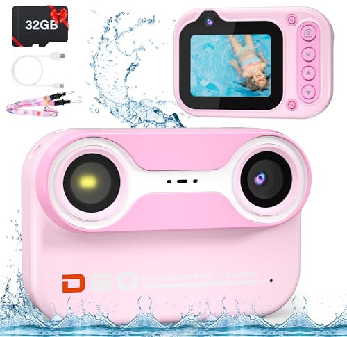 10FT Underwater Camera for Kids, Kids Waterproof Camera for Snorkeling, Christmas Birthday Gift - Pink