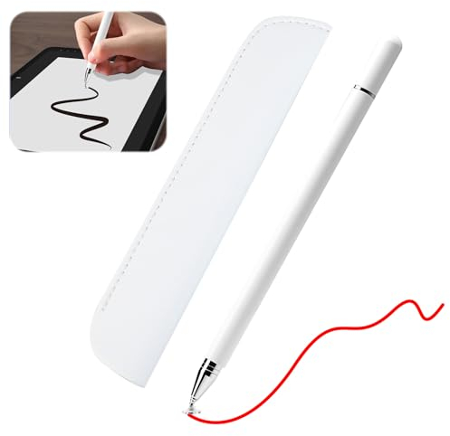 Stylet Tablette, Stylet Tactile pour Tous Écrans Tactiles, 1 Stylo Tablette Tactile et 1 Étui en Cuir Compatible avec iPad, iPhone, Samsung Galaxy Tab, Fire HD, Pointe de Disque et Capuchon Magnétique