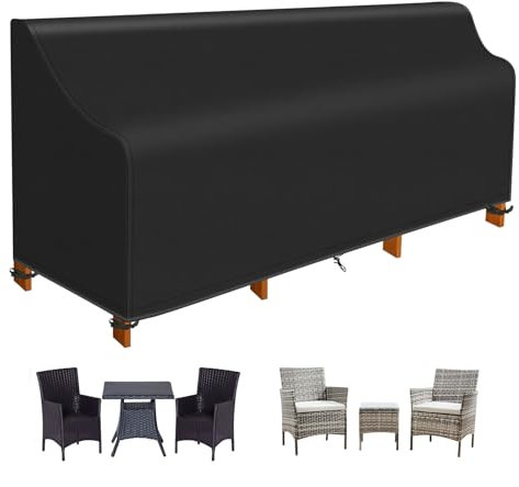PATIO PLUS Outdoor Garden Loveseats Cover, Waterpoof Windproof Heavy Duty 420D Oxford Fabric, Suitable for 2 Seater Love Seat Patio Set L180/190cm*W80cm*H75/90cm Black