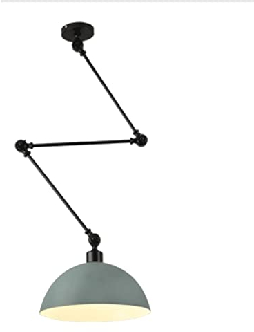 LUOYAOB Modern Pendelleuchte Aluminium-Halbkuppel-Hängelampe Industrielle verstellbare Schwenkarm-Hängelampe Deckenleuchte Kronleuchter for Kücheninsel Bar Theke Geschäft Esszimmer Wohnzimmer(Grey)