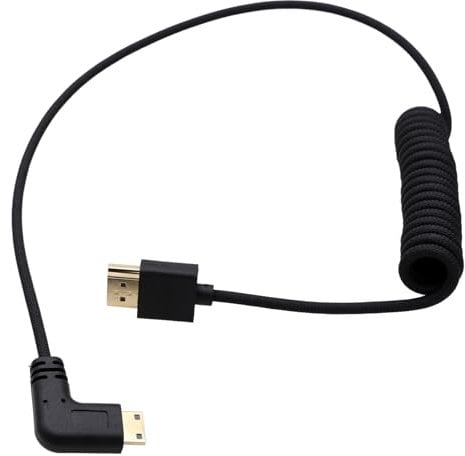 HangTon Mini HDMI a HDMI 4K120 8K60 Cable para Canon EOS R RP Sony Cámara Atomos Ninja V Ultra SmallHD Cine5 Indie7 Monitor, forma L de 90 grados Tipo A C 50 cm