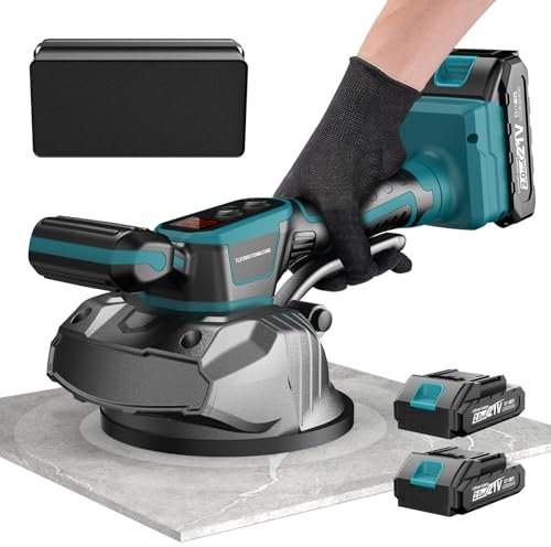 Cordless Tile Vibration Tool, blayram Tile Vibration Leveling Machine with 2 Batteries, 8 Speeds Adjustable Suction Cup with Digital Display, for Tile,Floor,Wall and Thick Glass