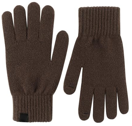 QINQNC Männer Softshell Gefütterte Thermohandschuhe Winter-Strickhandschuhe für Männer und Frauen, Bildschirm-SMS-Handschuhe, warme Strickhandschuhe für den Herren Damen Winddicht (Coffee, A)