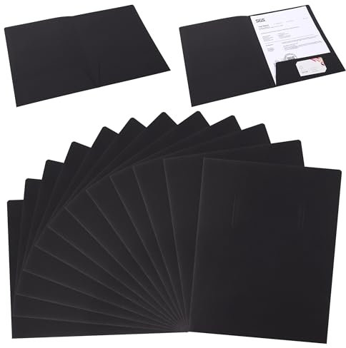 Präsentationsmappe A4 à Double Tasche Ordner, 12 Stück Kraftpapier Dokumentenmappe Papier Präsentationsmappe für Dateien, Besprechungen, Berichte, Bürobedarf (Schwarz)