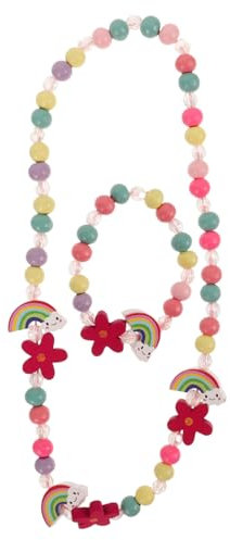 ROMISBABA 1 Set Mädchen Schmuckset Halskette Für Mädchen Perlen Halsketten Kinderschmuck Armbänder Für Junge Mädchen Modeschmuck Für Mädchen Perlenkette Perlenarmband Regenbogen