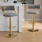 chairus Tabourets de Bar en Velours Lot de 2 Chaises de Bar Dorée Moderne, Chaise Haute Cuisine avec Repos Pied, Gris