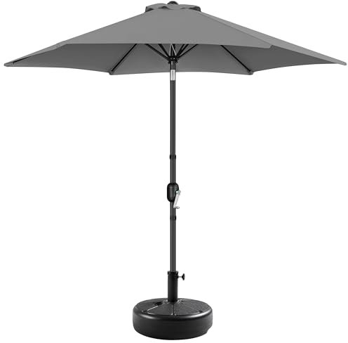 Yaheetech Parasol de Jardin 270cm avec Pied de Parasol 22 KG Parasol Inclinable Extérieur Cadre en Métal Protection Solaire pour Jardin Terrasse Patio Piscine Balcon Gris