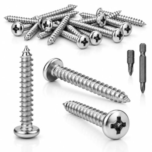 Mbsomnus Selbstschneidende Holzschrauben M4x50 mm Linsenkopfschrauben Holz 25 Stück Holzschrauben Edelstahl 304 Rundkopf M4 Schrauben Holz Phillips Bohrschrauben für Hausreparatur Zimmerei DIY