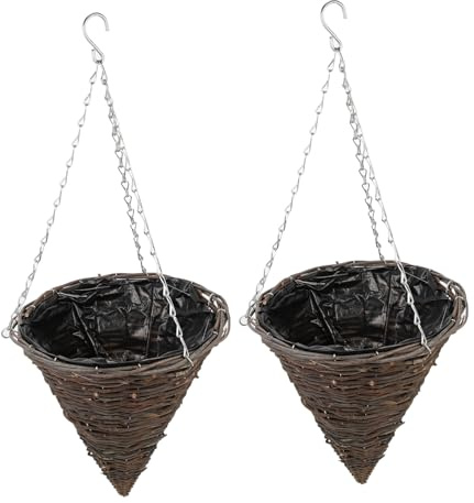 Hemobllo 2 Pièces Pot De Fleurs Suspendu Forme De Cône Panier De Fleurs Tressé Suspendu Pastoral Pendentif pour Plantes