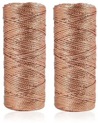 2 Stück 1,5 mm Kordel in Roségold, 100 m Roségold Band, Nicht elastisches Kordelband, DIY Bastelschnur für Weihnachten, Hochzeiten, Geschenkverpackungen, Handwerk, Dekoration und kreative Projekte