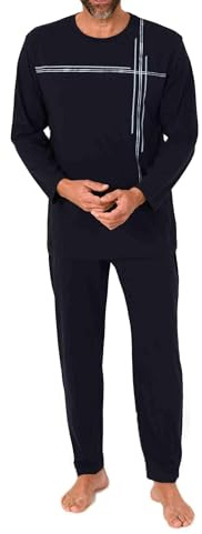 Normann Herren Langarm Schlafanzug Pyjama mit Frontprint in zeitlos eleganter Optik