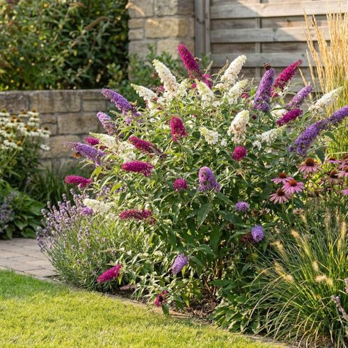 Bloomique - Buddleja Davidii Tricolor - Fiori tricolori - Buddleja davidii - Piante da giardino - Resistenti all'inverno - Altezza 30-40 cm - Vaso 17 cm
