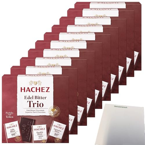 usy Block mit Hachez Schokolade Täfelchen Edel Bitter Trio VPE (10x150g Schachtel) + usy Block