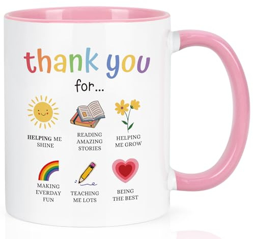 Joymaking Thank You Gifts for Teacher, 11oz Coffee Mug Best Teacher Gifts for Women Birthday, Leaving, Retirement, Christmas, Pink