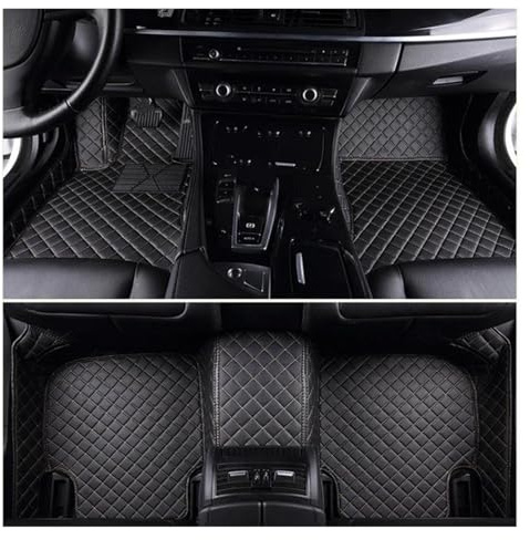 Nach Maß Auto Fußmatten LHD Für Hyundai Für Santa Für Fe 5 Sitz 2013-2023 Jahre Künstliche Leder Teppich Innen Auto Zubehör(Black 5 seats)