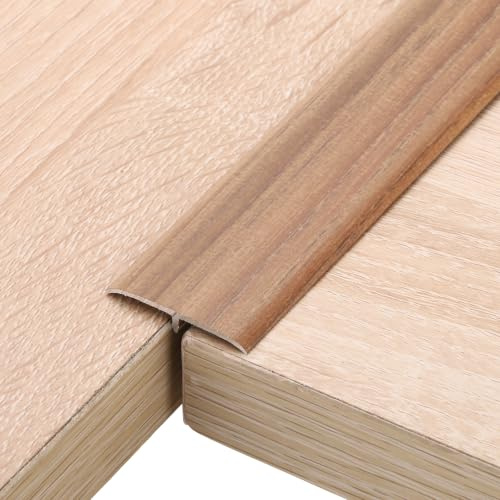 sourcing map 3Pcs Aluminum T Molding Floor Transition Strip, 0.9m x 3.3cm Metal Flat Divider Edging Trims, Floor Thresholds Strips for Joining Laminate, Doorways, Gaps, Tan Oak