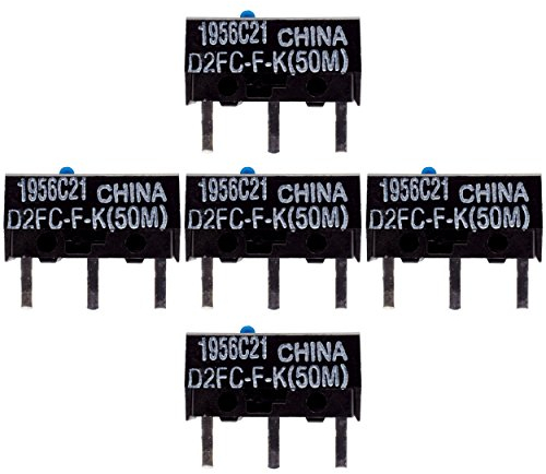 5x D2FC-F-K (50M) Kit di Riparazione di Microinterruttori/Kit di Riparazione adatto per mouse per computer di Logitech, Razer, Roccat, SteelSeries e altri