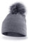 PaMaMi Winter Damen Mütze mit Perlen warme Wintermütze mit kunstfell Bommel - Slouch Beanie Damen - Bommelmütze für Damen - Fleece gefütterte Damenmütze (Grau)
